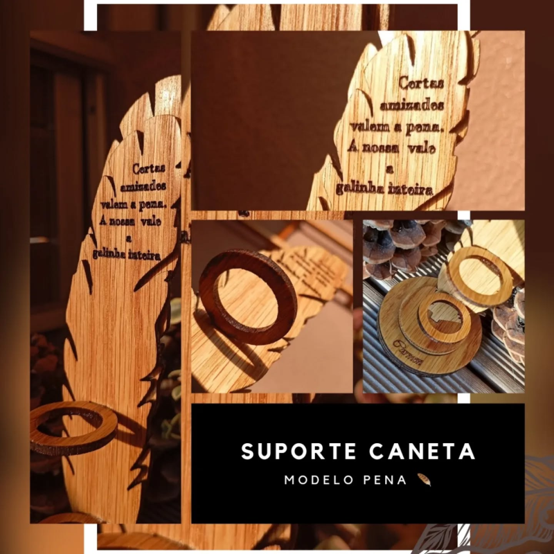 suporte para canetas de madeira